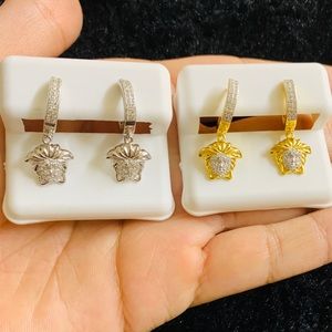 925 Sterling Silver Medusa Head Hip hop Earrings